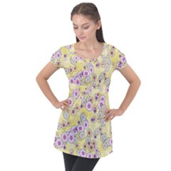 Flower Bomb 10 Puff Sleeve Tunic Top by PatternFactory