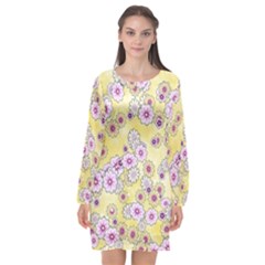 Flower Bomb 10 Long Sleeve Chiffon Shift Dress  by PatternFactory