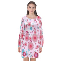 Flower Bomb 11 Long Sleeve Chiffon Shift Dress  by PatternFactory