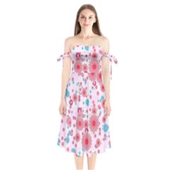 Flower Bomb 11 Shoulder Tie Bardot Midi Dress