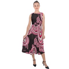 Concentric Circles C Midi Tie-back Chiffon Dress by PatternFactory