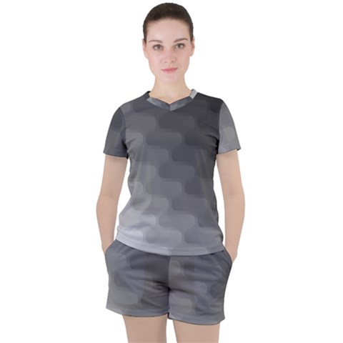 Wonderful Gradient Shades 2 Women s Tee And Shorts Set by PatternFactory