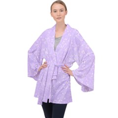 Jubilee Blue Long Sleeve Velvet Kimono  by PatternFactory