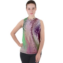 Fraction Space 1 Mock Neck Chiffon Sleeveless Top by PatternFactory