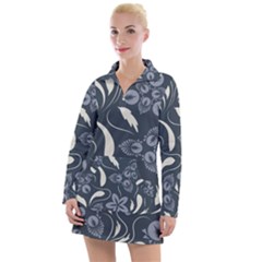 Folk Flowers Pattern  Women s Long Sleeve Casual Dress by Eskimos