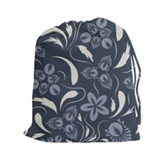 Folk Flowers Pattern  Drawstring Pouch (2xl) by Eskimos