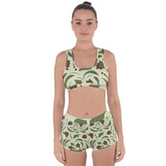 Folk Flowers Pattern  Racerback Boyleg Bikini Set by Eskimos