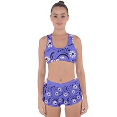 Folk Flowers Pattern  Racerback Boyleg Bikini Set by Eskimos