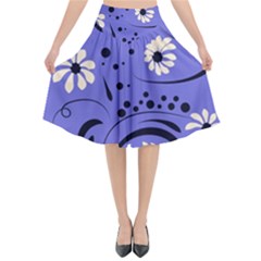 Folk Flowers Pattern  Flared Midi Skirt by Eskimos