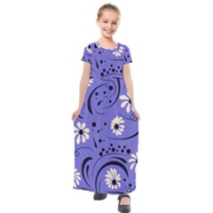 Folk Flowers Pattern  Kids  Short Sleeve Maxi Dress by Eskimos