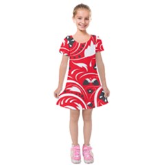 Folk Flowers Pattern  Kids  Short Sleeve Velvet Dress by Eskimos