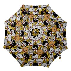 Cat-seamless-pattern-lucky-cat-japan-maneki-neko-vector-kitten-calico-pet-scarf-isolated-repeat-back Hook Handle Umbrellas (large) by elchino