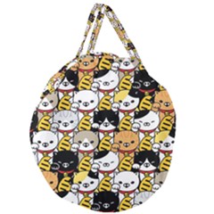 Cat-seamless-pattern-lucky-cat-japan-maneki-neko-vector-kitten-calico-pet-scarf-isolated-repeat-back Giant Round Zipper Tote by elchino