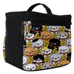 Cat-seamless-pattern-lucky-cat-japan-maneki-neko-vector-kitten-calico-pet-scarf-isolated-repeat-back Make Up Travel Bag (small) by elchino