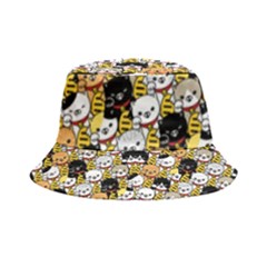 Cat-seamless-pattern-lucky-cat-japan-maneki-neko-vector-kitten-calico-pet-scarf-isolated-repeat-back Inside Out Bucket Hat by elchino