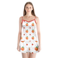 White Spanked Peach Satin Pajamas by SpankoGoods