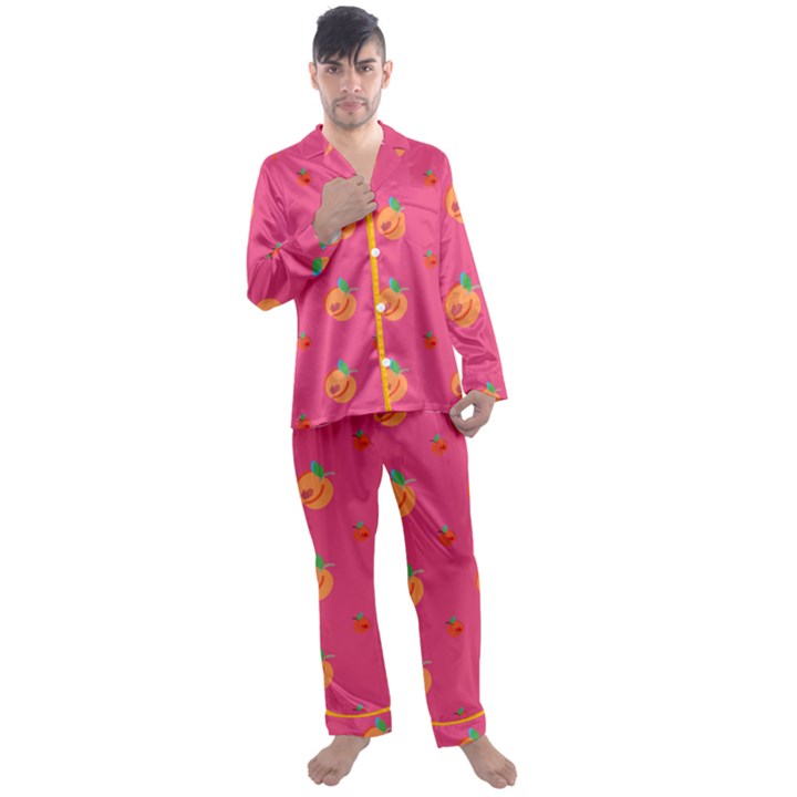 Pink Legacy Peaches Men s Satin Pajamas Set