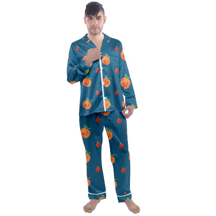 Blue  Legacy Peaches Men s Satin Pajamas Set