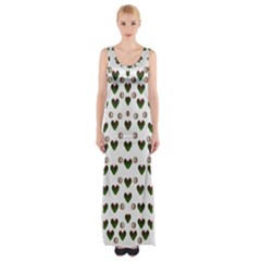 Hearts And Pearls For Love And Plants For Peace Thigh Split Maxi Dress