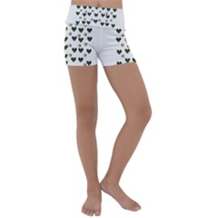 Hearts And Pearls For Love And Plants For Peace Kids  Lightweight Velour Yoga Shorts