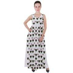 Hearts And Pearls For Love And Plants For Peace Empire Waist Velour Maxi Dress