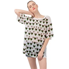 Hearts And Pearls For Love And Plants For Peace Oversized Chiffon Top