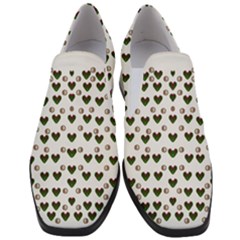 Hearts And Pearls For Love And Plants For Peace Women Slip On Heel Loafers