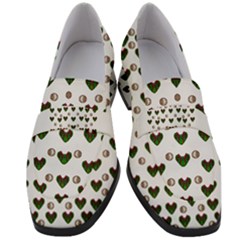 Hearts And Pearls For Love And Plants For Peace Women s Chunky Heel Loafers