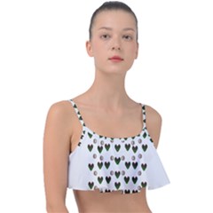 Hearts And Pearls For Love And Plants For Peace Frill Bikini Top