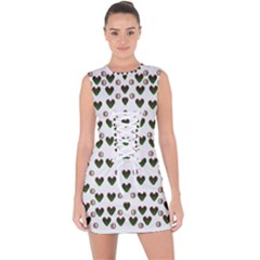 Hearts And Pearls For Love And Plants For Peace Lace Up Front Bodycon Dress