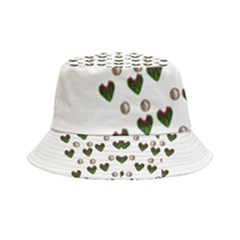 Hearts And Pearls For Love And Plants For Peace Inside Out Bucket Hat by pepitasart