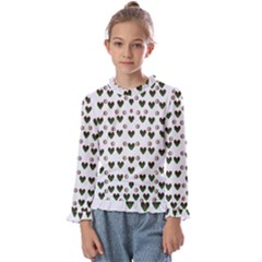 Hearts And Pearls For Love And Plants For Peace Kids  Frill Detail Tee