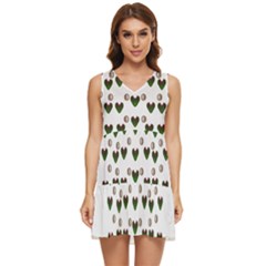 Hearts And Pearls For Love And Plants For Peace Tiered Sleeveless Mini Dress