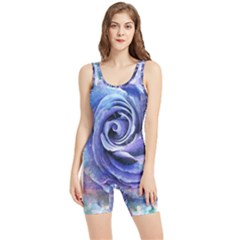 Watercolor-rose-flower-romantic Women s Wrestling Singlet