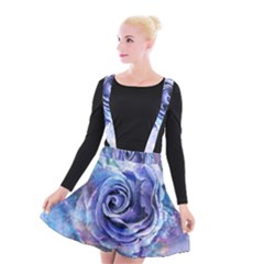 Watercolor-rose-flower-romantic Suspender Skater Skirt