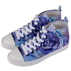 Watercolor-rose-flower-romantic Women s Mid-top Canvas Sneakers by Sapixe