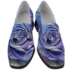 Watercolor-rose-flower-romantic Women s Chunky Heel Loafers
