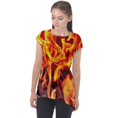 Fire-burn-charcoal-flame-heat-hot Cap Sleeve High Low Top