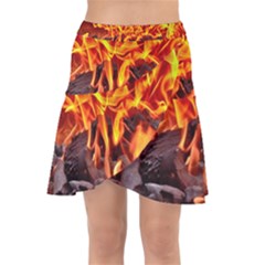 Fire-burn-charcoal-flame-heat-hot Wrap Front Skirt by Sapixe