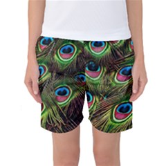 Peacock-feathers-plumage-pattern Women s Basketball Shorts