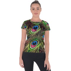 Peacock-feathers-plumage-pattern Short Sleeve Sports Top 