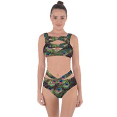 Peacock-feathers-plumage-pattern Bandaged Up Bikini Set 