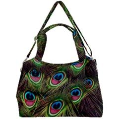 Peacock-feathers-plumage-pattern Double Compartment Shoulder Bag by Sapixe