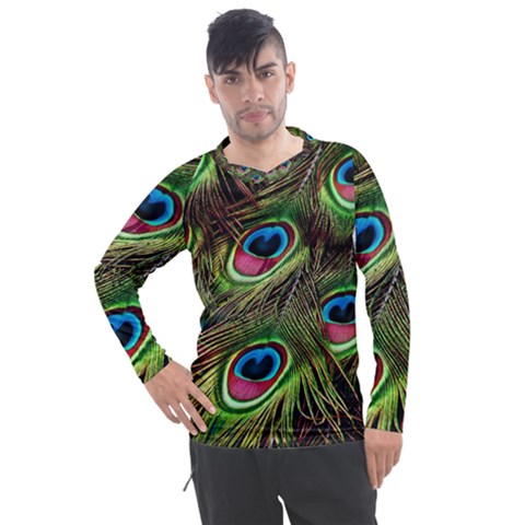 Peacock-feathers-plumage-pattern Men s Pique Long Sleeve Tee by Sapixe