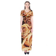 Roses-flowers-bouquet-rose-bloom Short Sleeve Maxi Dress