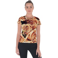 Roses-flowers-bouquet-rose-bloom Short Sleeve Sports Top 