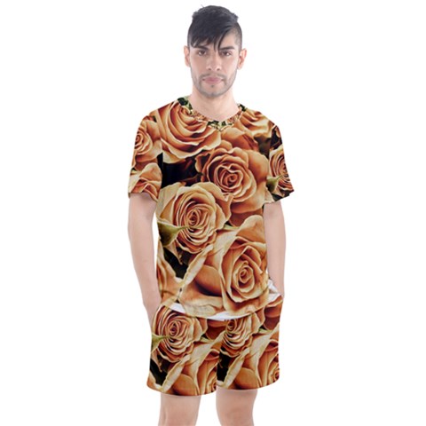 Roses-flowers-bouquet-rose-bloom Men s Mesh Tee And Shorts Set by Sapixe