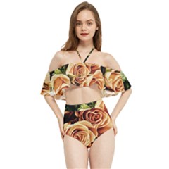 Roses-flowers-bouquet-rose-bloom Halter Flowy Bikini Set 