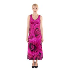 Pink-flowers-roses-background Sleeveless Maxi Dress