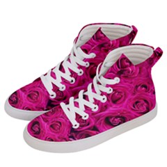 Pink-flowers-roses-background Women s Hi-top Skate Sneakers